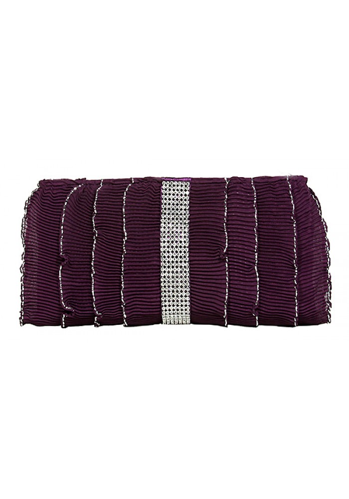 Evening Bag - Pleated Glittery w/ Trimmed Ruffles - Purple -BG-92233PU